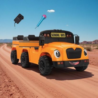 صورة حافلة مدرسية كهربائية للأطفال مع ميكروفون